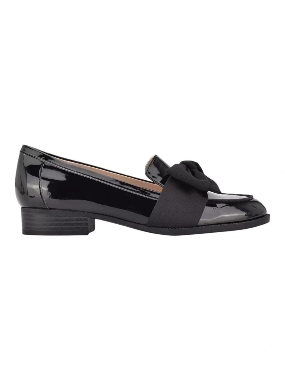 NWT Bandolino Women's Lindio Bow Slip On Tailored Loafers Black Patent Size:7.5